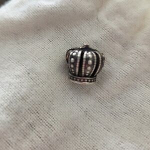 Pandora Silver and Black Crown Brooch
